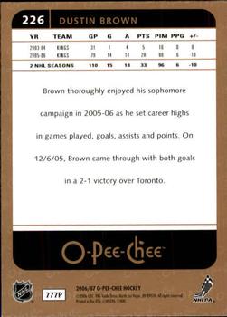2006-07 O-Pee-Chee #226 Dustin Brown Back