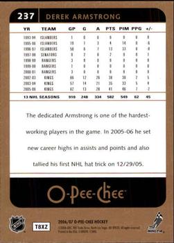 2006-07 O-Pee-Chee #237 Derek Armstrong Back