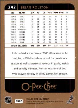 2006-07 O-Pee-Chee #242 Brian Rolston Back