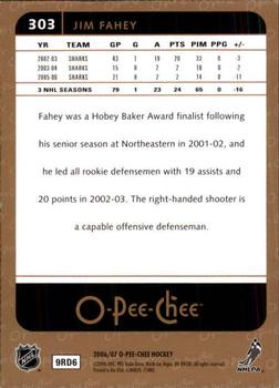 2006-07 O-Pee-Chee #303 Jim Fahey Back