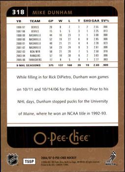 2006-07 O-Pee-Chee #318 Mike Dunham Back