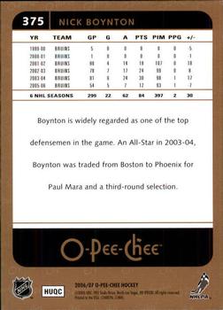 2006-07 O-Pee-Chee #375 Nick Boynton Back