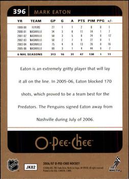 2006-07 O-Pee-Chee #396 Mark Eaton Back