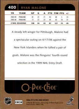 2006-07 O-Pee-Chee #400 Ryan Malone Back