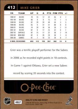 2006-07 O-Pee-Chee #412 Mike Grier Back