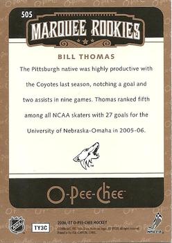 2006-07 O-Pee-Chee #505 Bill Thomas Back