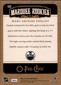 2006-07 O-Pee-Chee #522 Marc-Antoine Pouliot Back
