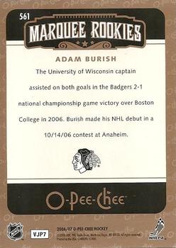 2006-07 O-Pee-Chee #561 Adam Burish Back