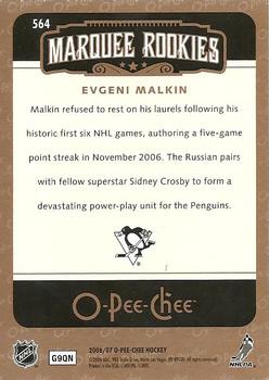 2006-07 O-Pee-Chee #564 Evgeni Malkin Back
