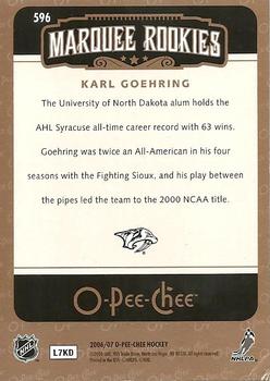 2006-07 O-Pee-Chee #596 Karl Goehring Back