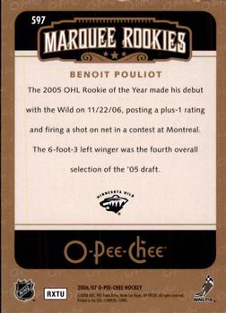2006-07 O-Pee-Chee #597 Benoit Pouliot Back