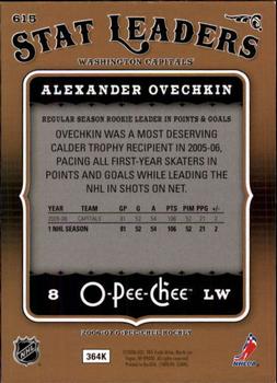2006-07 O-Pee-Chee #615 Alexander Ovechkin Back