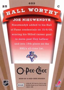 2006-07 O-Pee-Chee #653 Joe Nieuwendyk Back