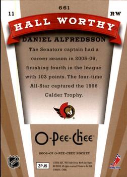 2006-07 O-Pee-Chee #661 Daniel Alfredsson Back