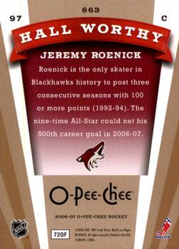 2006-07 O-Pee-Chee #663 Jeremy Roenick Back