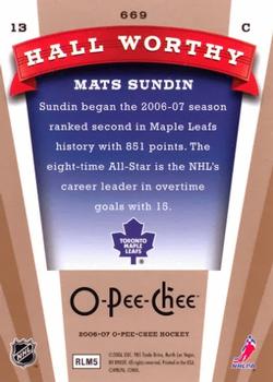 2006-07 O-Pee-Chee #669 Mats Sundin Back