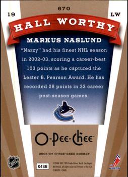 2006-07 O-Pee-Chee #670 Markus Naslund Back