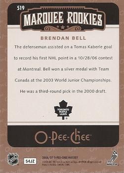 2006-07 O-Pee-Chee #519 Brendan Bell Back