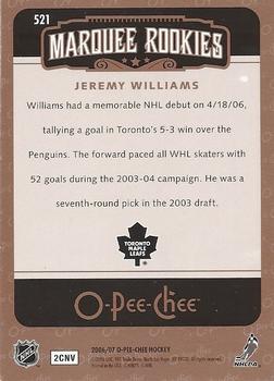 2006-07 O-Pee-Chee #521 Jeremy Williams Back