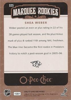 2006-07 O-Pee-Chee #525 Shea Weber Back