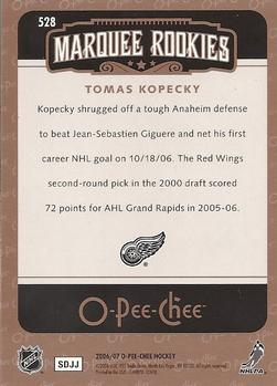 2006-07 O-Pee-Chee #528 Tomas Kopecky Back