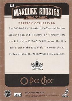2006-07 O-Pee-Chee #538 Patrick O'Sullivan Back