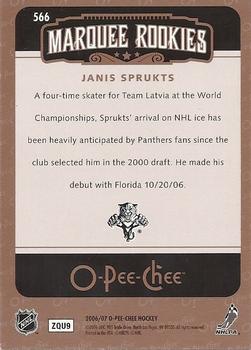 2006-07 O-Pee-Chee #566 Janis Sprukts Back