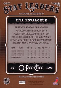 2006-07 O-Pee-Chee #605 Ilya Kovalchuk Back
