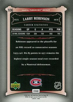 2006-07 Parkhurst #106 Larry Robinson Back