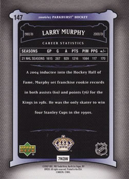 2006-07 Parkhurst #147 Larry Murphy Back