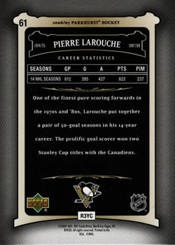 2006-07 Parkhurst #61 Pierre Larouche Back