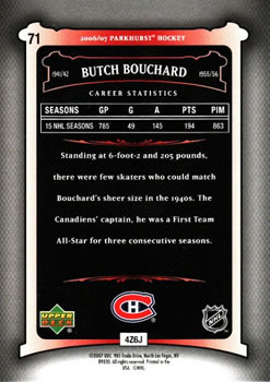 2006-07 Parkhurst #71 Butch Bouchard Back