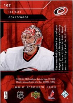 2006-07 SP Authentic #107 Cam Ward Back