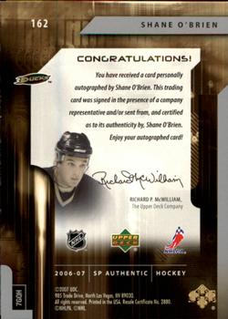 2006-07 SP Authentic #162 Shane O'Brien Back