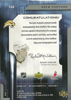 2006-07 SP Authentic #168 Drew Stafford Back