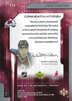 2006-07 SP Authentic #174 Paul Stastny Back