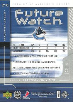 2006-07 SP Authentic #213 Patrick Coulombe Back