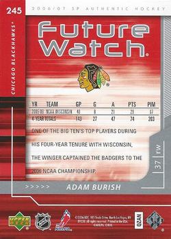 2006-07 SP Authentic #245 Adam Burish Back