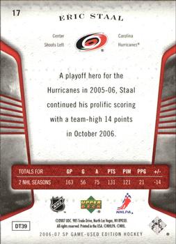 2006-07 SP Game Used #17 Eric Staal Back