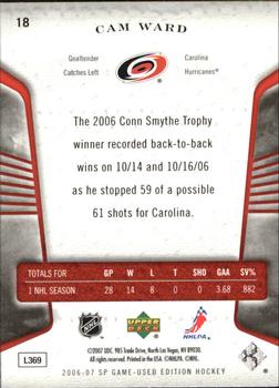 2006-07 SP Game Used #18 Cam Ward Back