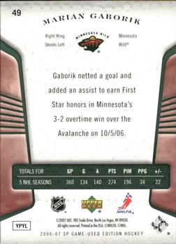 2006-07 SP Game Used #49 Marian Gaborik Back