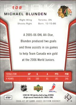 2006-07 SP Game Used #109 Michael Blunden Back