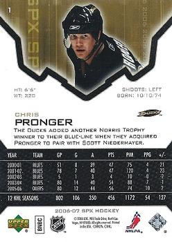 2006-07 SPx #1 Chris Pronger Back