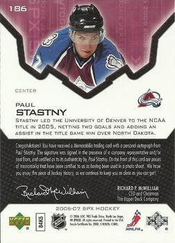 2006-07 SPx #186 Paul Stastny Back