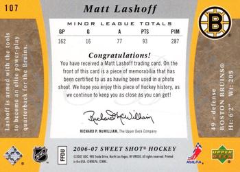 2006-07 Upper Deck Sweet Shot #107 Matt Lashoff Back
