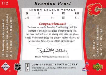 2006-07 Upper Deck Sweet Shot #112 Brandon Prust Back