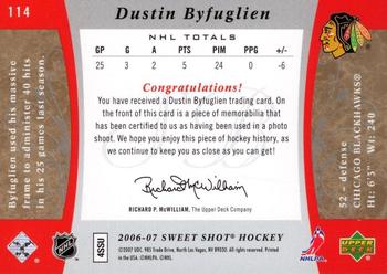 2006-07 Upper Deck Sweet Shot #114 Dustin Byfuglien Back