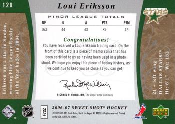 2006-07 Upper Deck Sweet Shot #120 Loui Eriksson Back