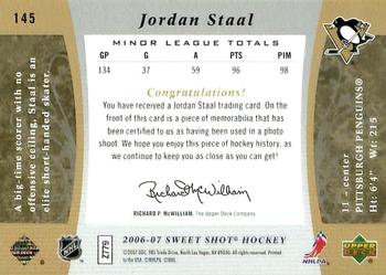2006-07 Upper Deck Sweet Shot #145 Jordan Staal Back