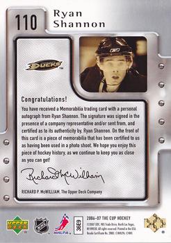2006-07 Upper Deck The Cup #110 Ryan Shannon Back